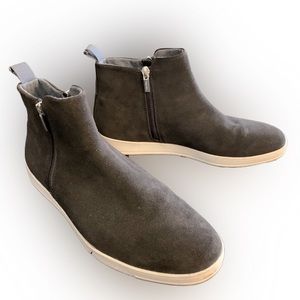 Calvin Klein CK Mens Barkley Suede Leather Sneaker Zipper ANKLE Boot BLACK 11.5